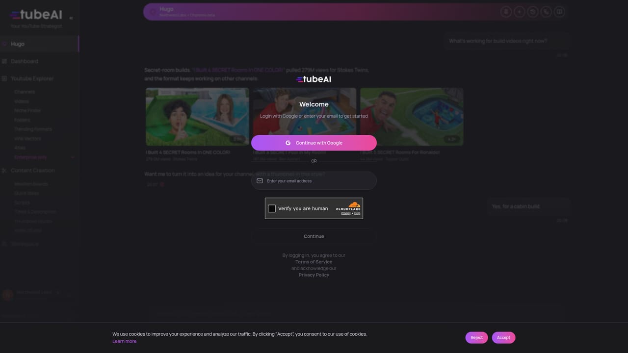 Hugo by TubeAI — Open the web app
