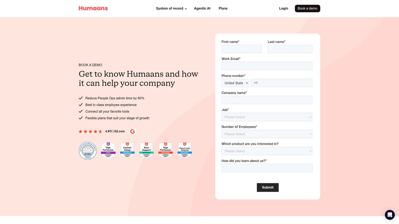 Humaans AI — Book a demo with the Humaans team