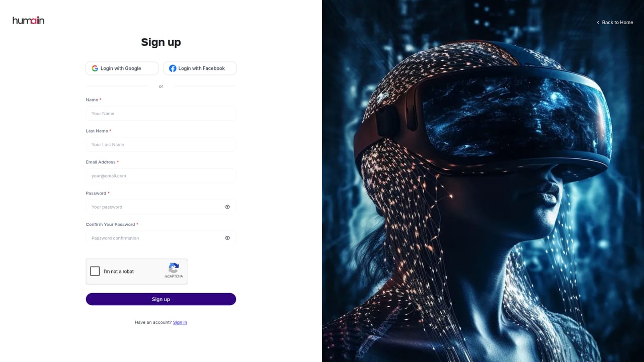 Humai.in — Create an account