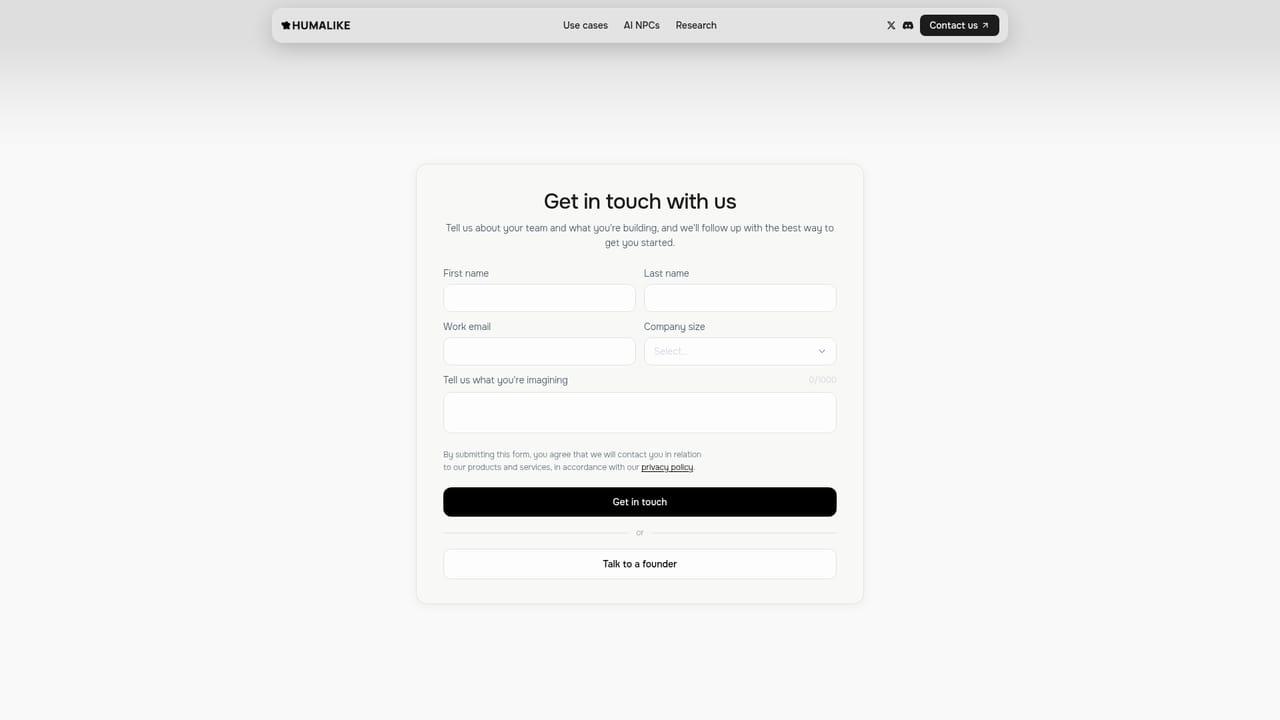 Humalike — Contact the team to start