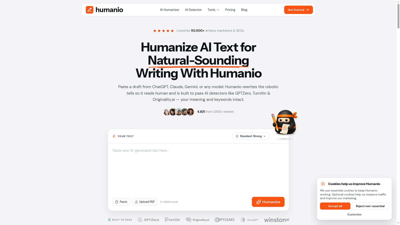 Humanio AI — Paste your AI draft