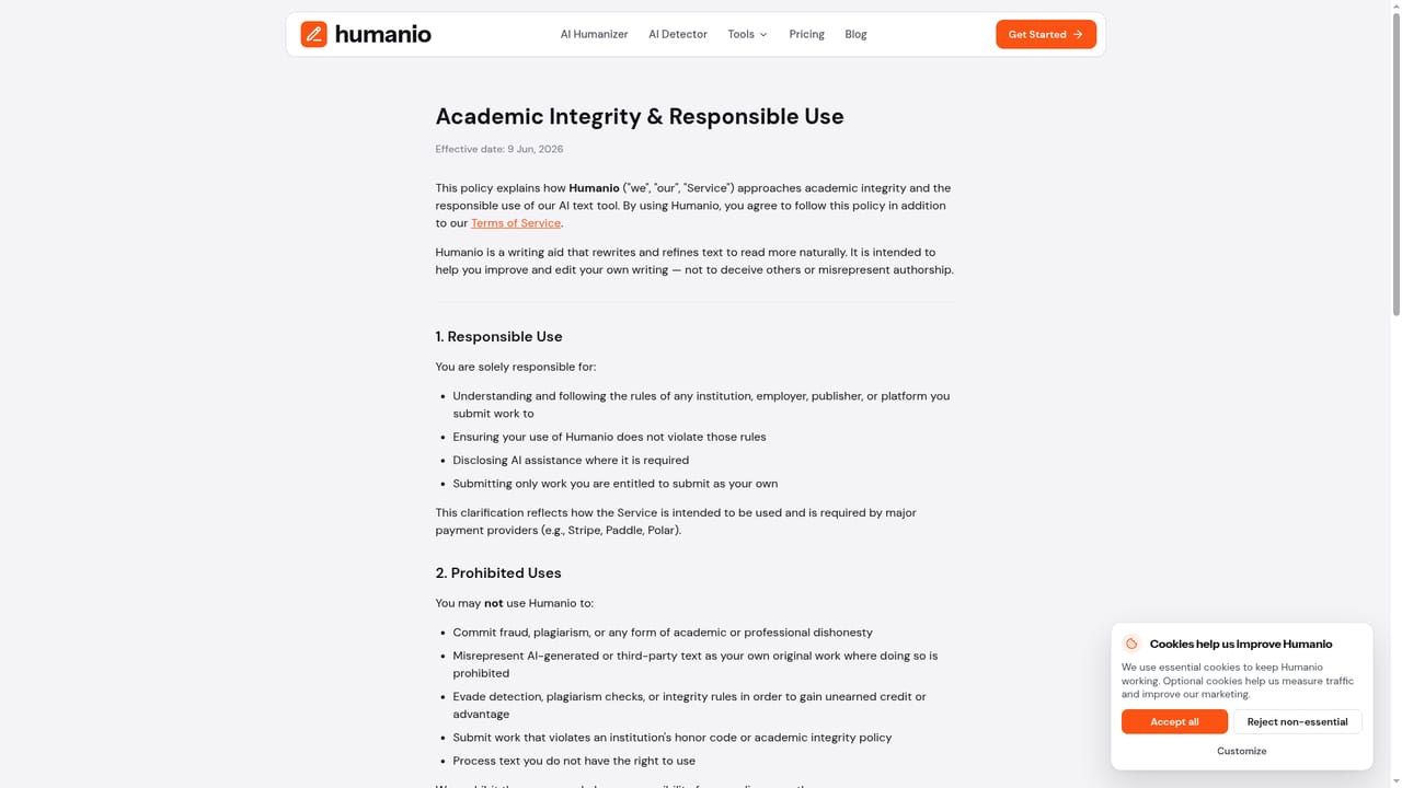 Humanio AI — Check institutional rules first