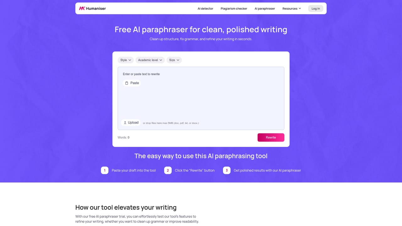Humaniser.ai — Refine structure with the paraphraser