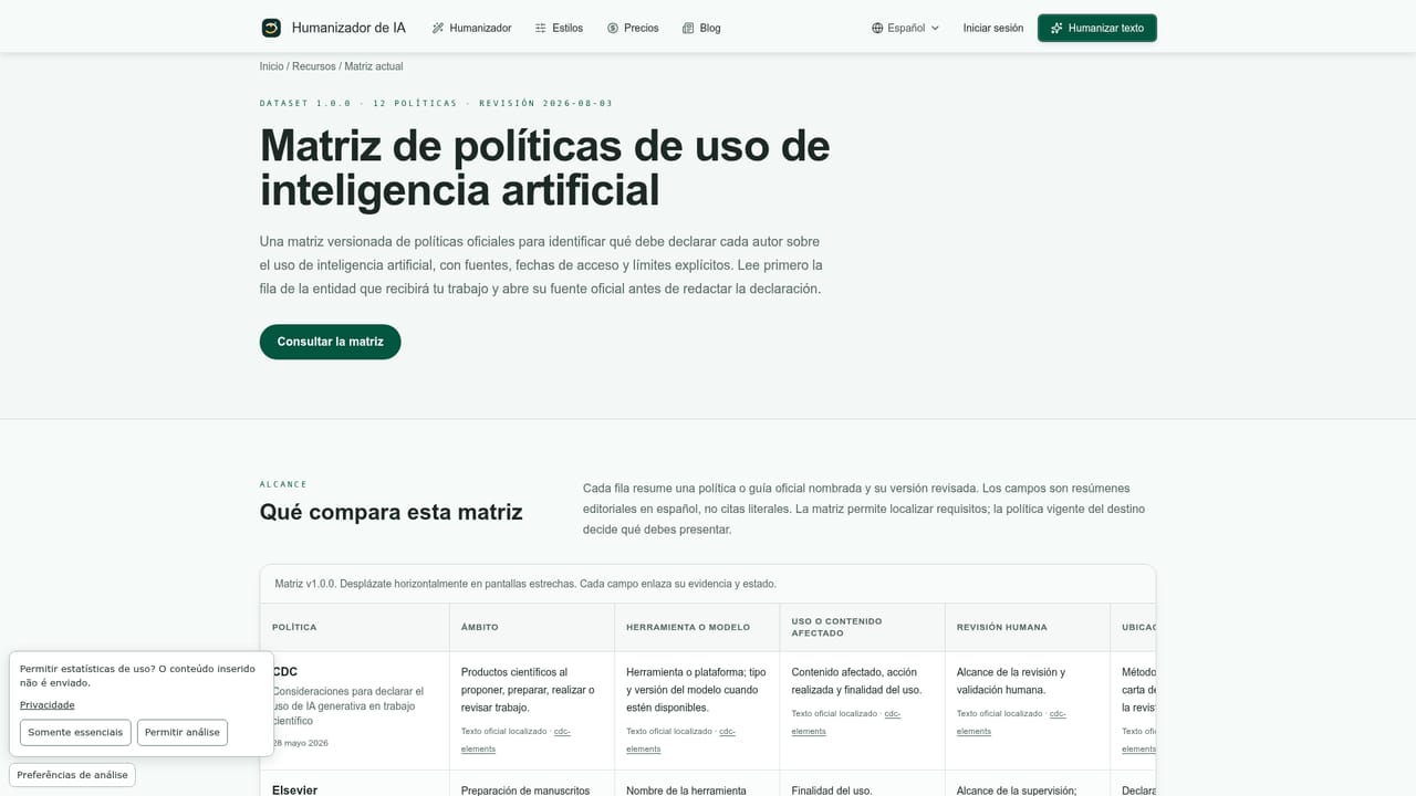 Humanizador de IA — Consult the AI usage policy matrix