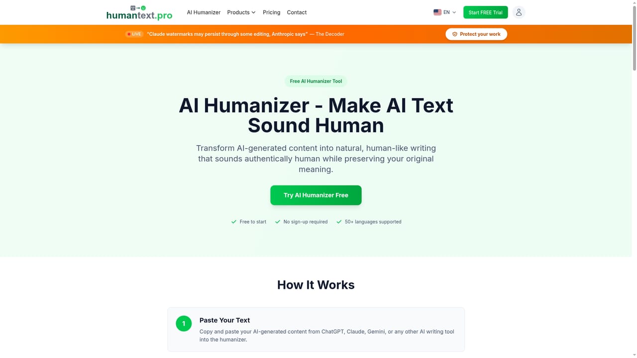 HumanText.pro — Run the text through the humanizer