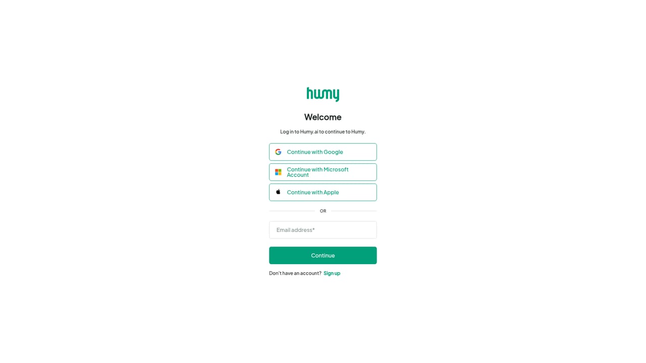 Humy — Open the portal and start free