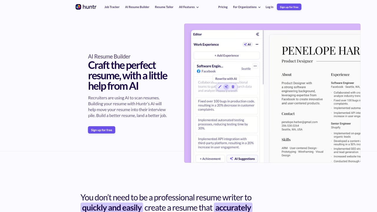 Huntr — Build a base resume