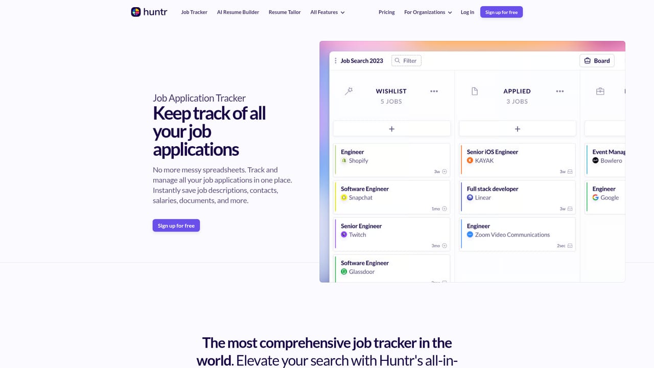 Huntr — Save roles to the job tracker