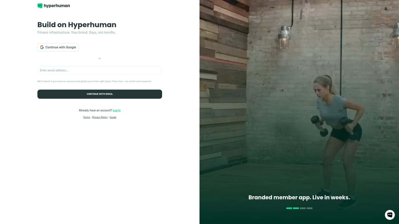 Hyperhuman — Start setup in the workspace