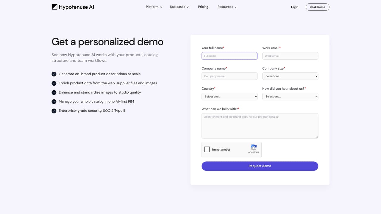 Hypotenuse AI — Book a demo to scope your catalog