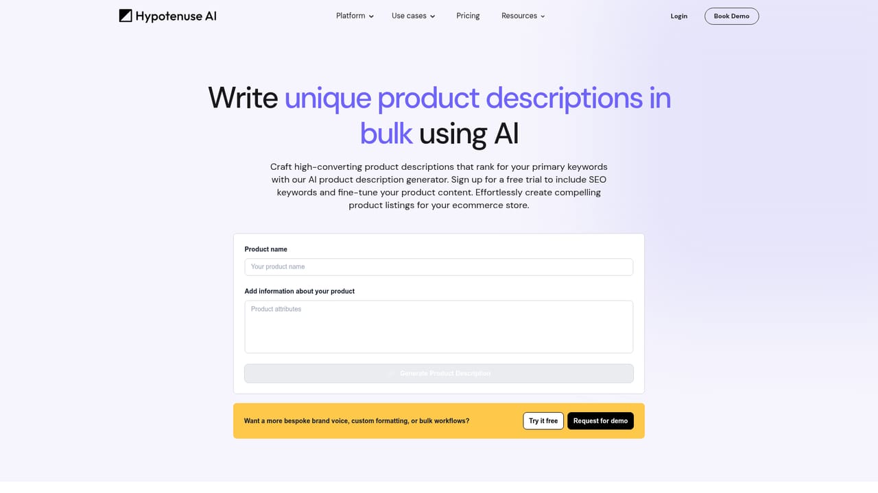Hypotenuse AI — Generate on-brand product descriptions