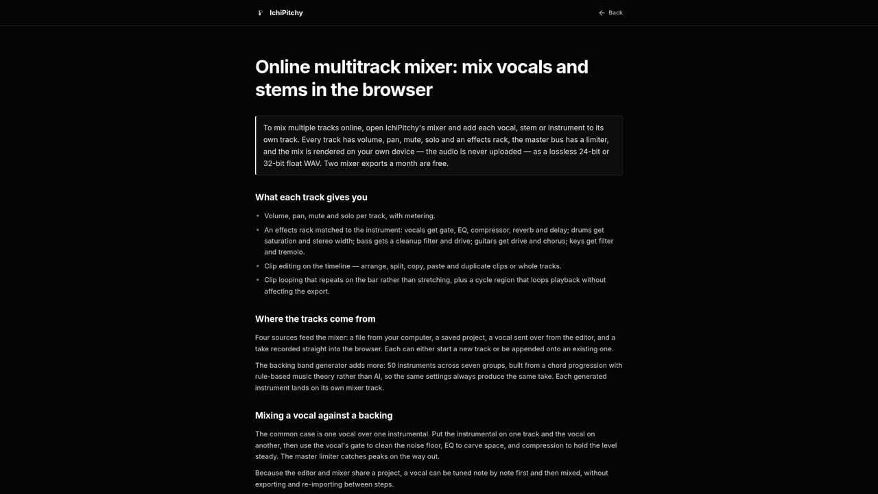 IchiPitchy Harmonies — Send to the mixer or export