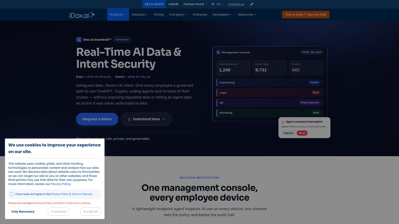 iDox.ai Guardrail — Explore the Enterprise console if needed