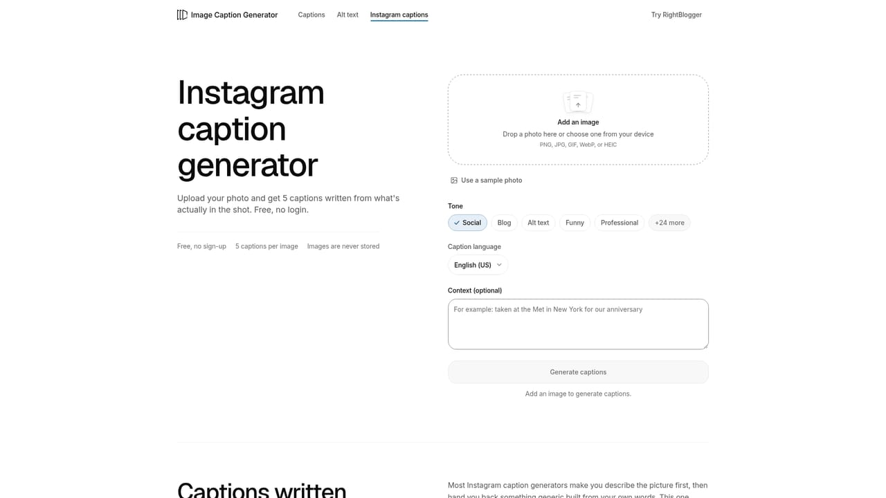 Image Caption Generator — Use the dedicated tools for a single job