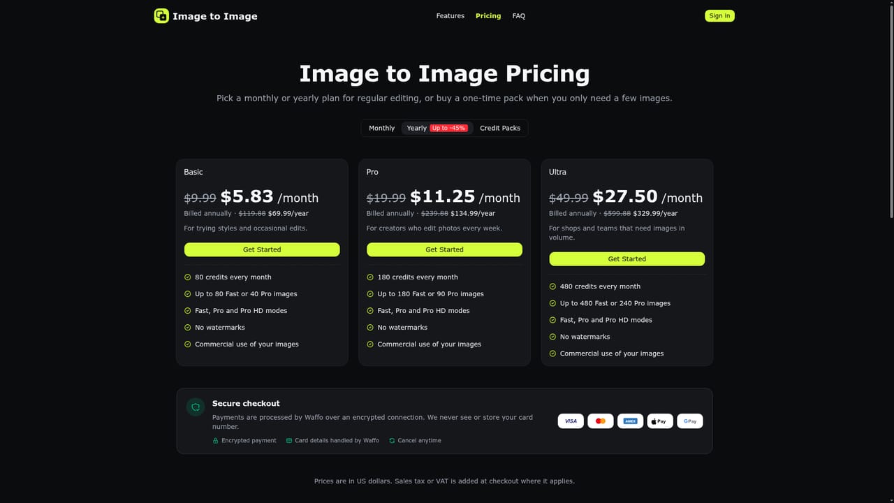 Image to Image — Check credit usage and plans