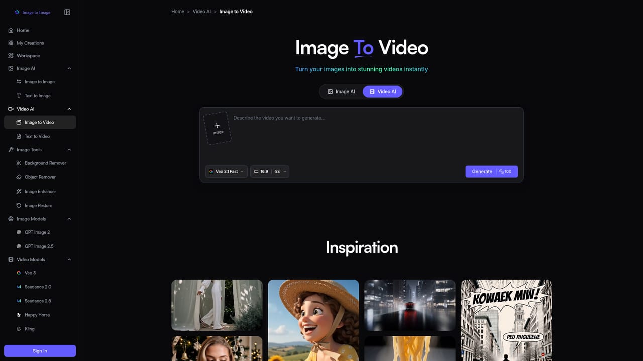 Image to Image.tech — Try video generation