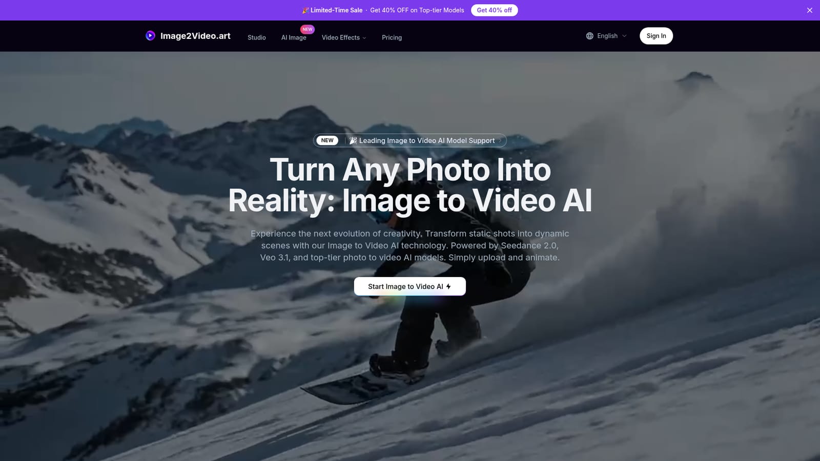 Image2Video.art — Open the generator and pick a model
