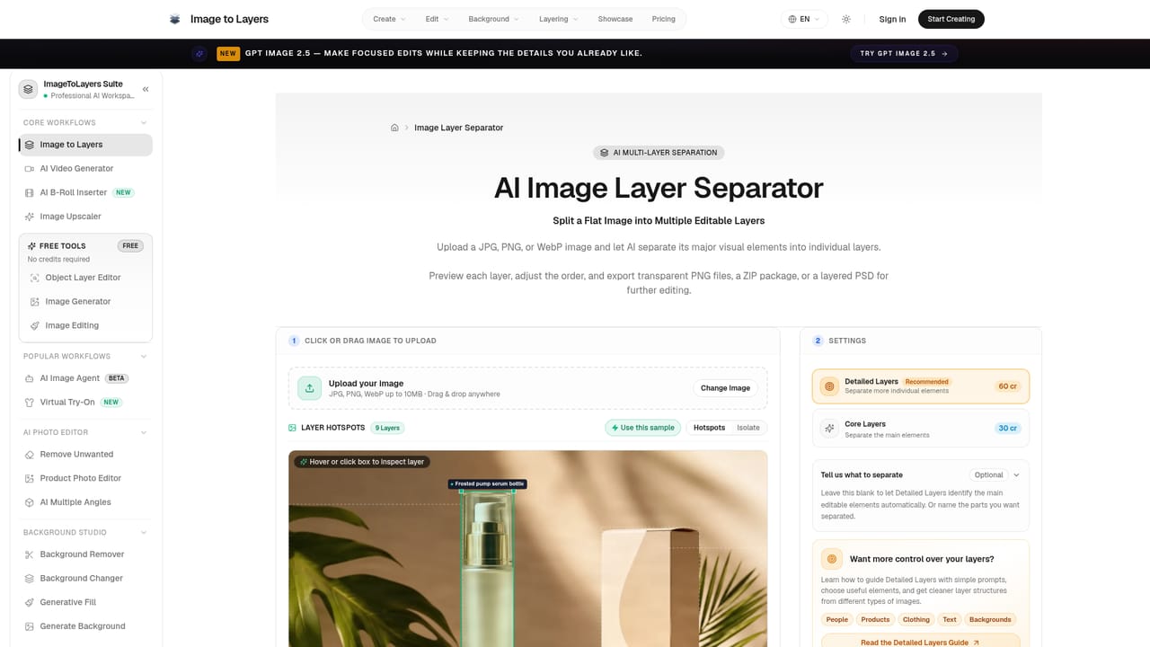 Images to layers — Let the AI detect and separate layers