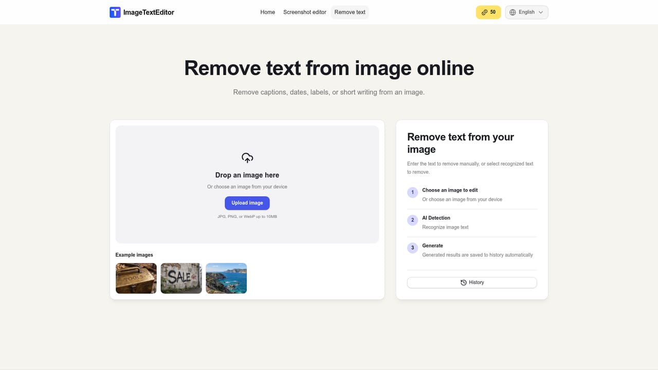 ImageTextEditor — Remove unwanted text if that is the goal