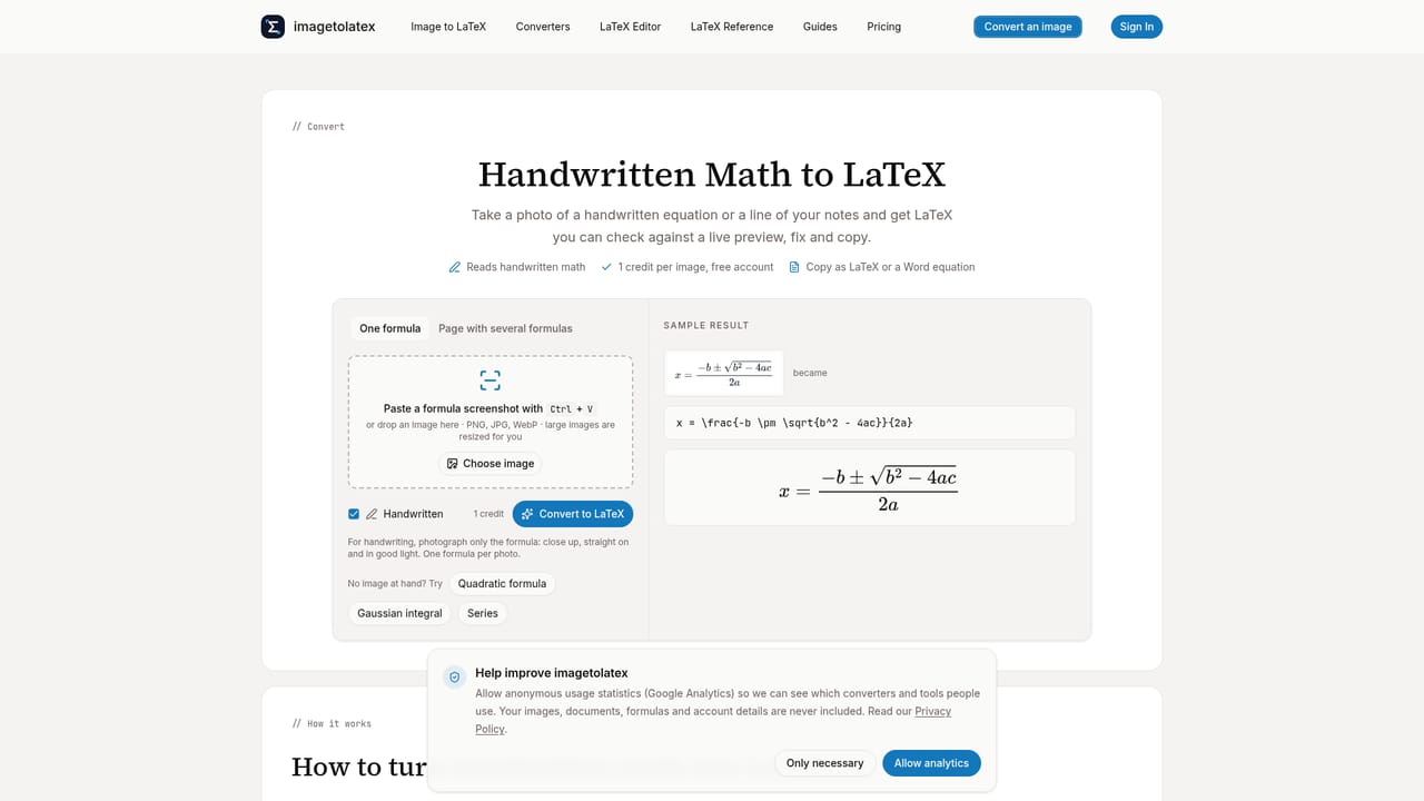 imagetolatex — Flag handwriting if needed