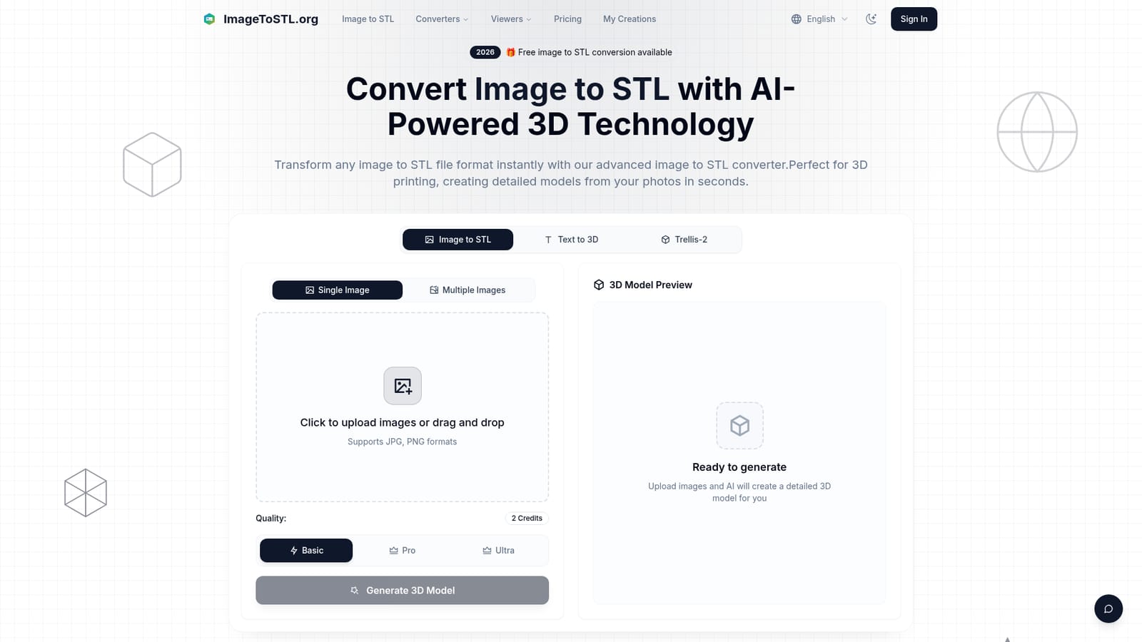 ImageToSTL.org — Open the converter and upload an image