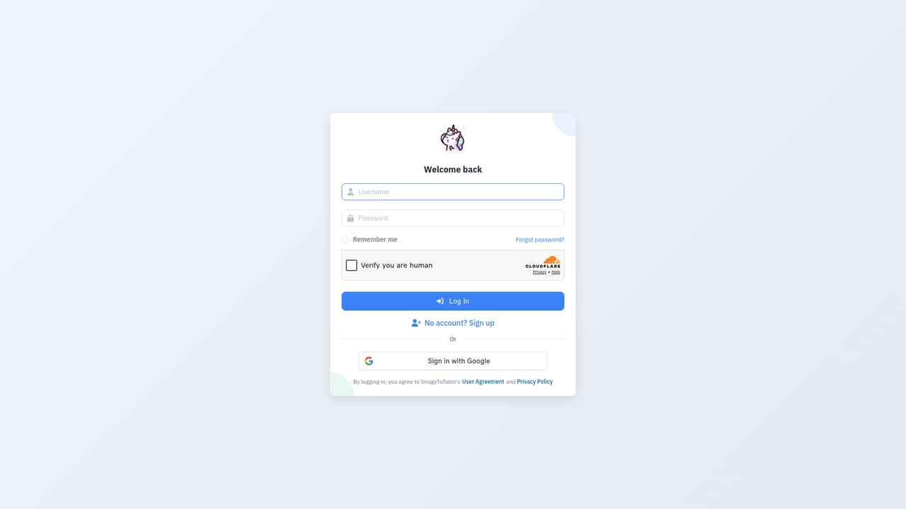 ImageToTable.ai — Try a document as a guest