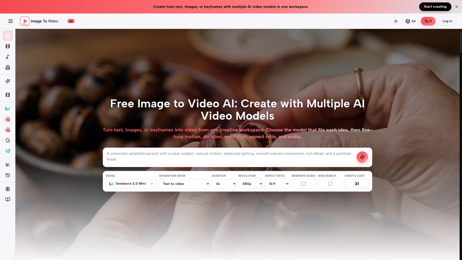 ImageToVideo AI.org — Open the workspace and pick a mode