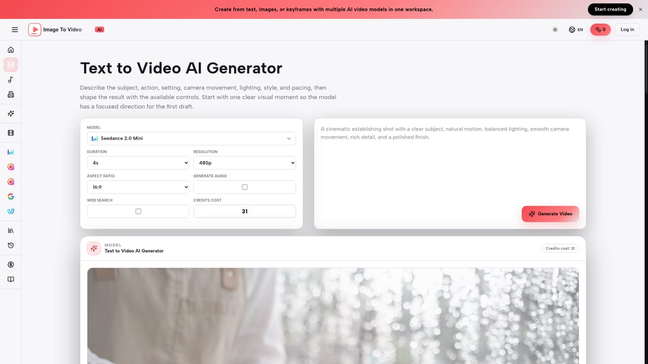 ImageToVideo AI.org — Write a focused prompt