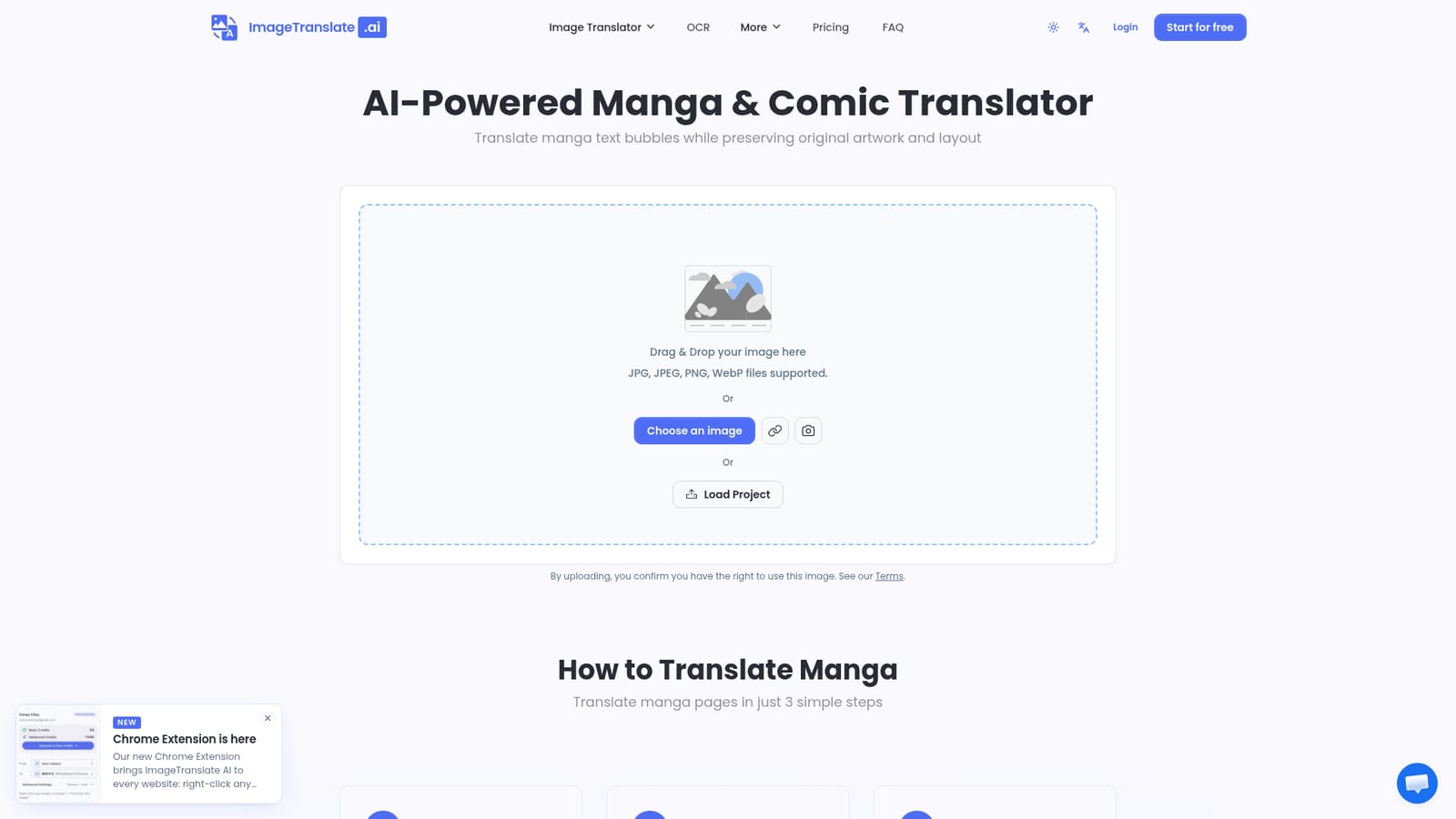 ImageTranslate.AI — Upload a manga page