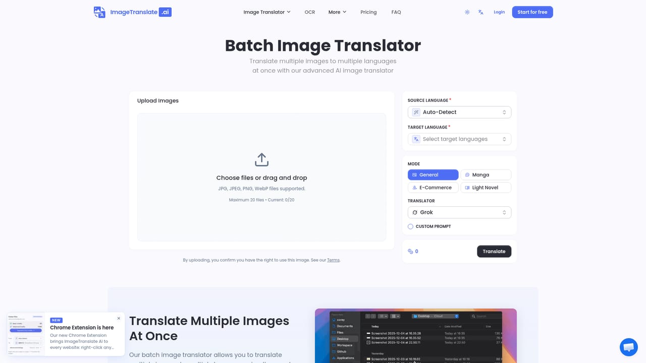 ImageTranslate.AI — Translate a whole chapter in batch