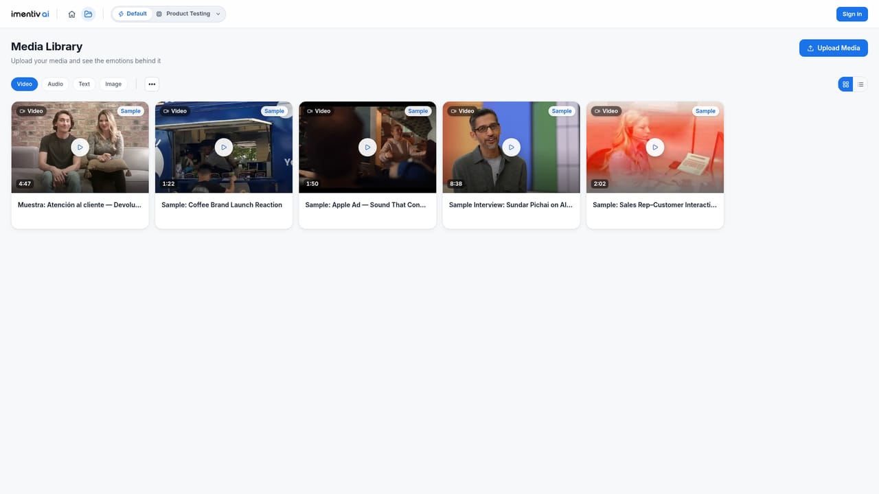 Imentiv — Review sample outputs in the library