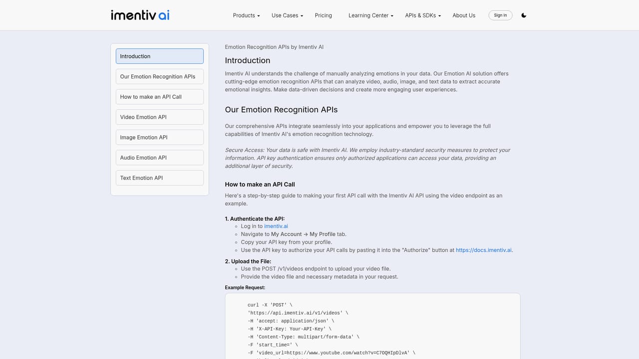 Imentiv — Plan an API integration