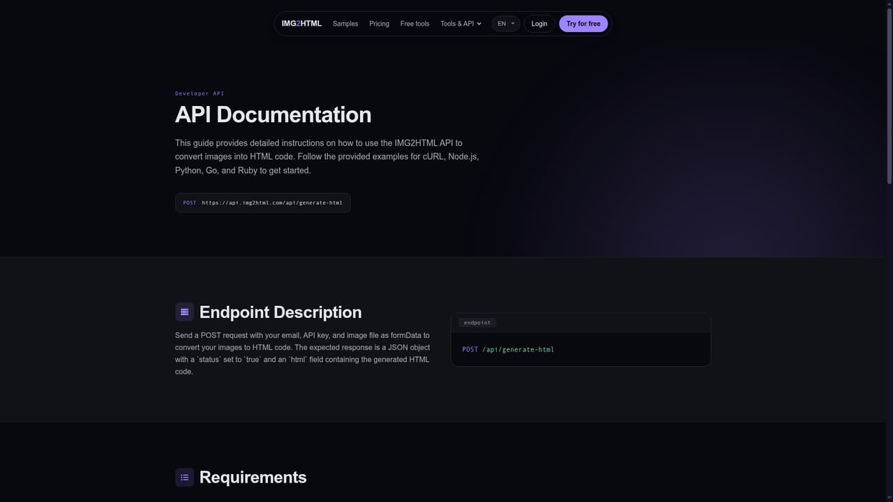 IMG2HTML — Copy the code or use the API