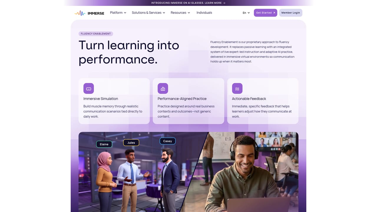 Immerse — Review the fluency platform features