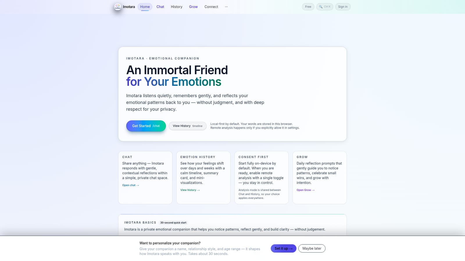Imotara — Accept the terms and confirm your age