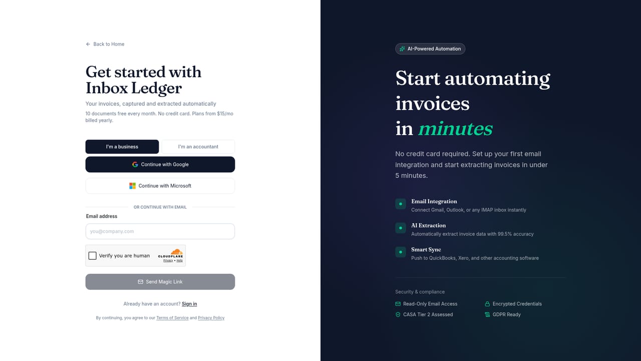 Inbox Ledger — Create your account