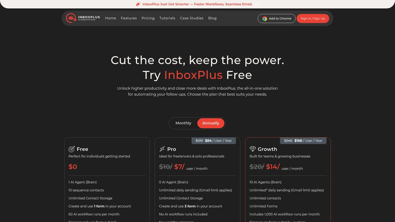 InboxPlus — Review analytics and pick a plan