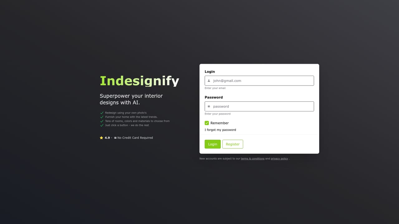 Indesignify — Create a free account
