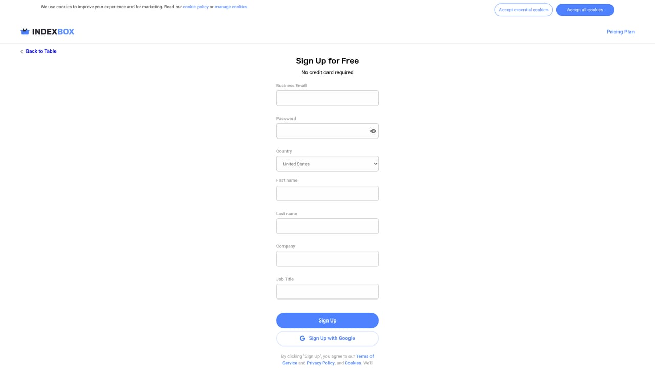 IndexBox — Create your platform account