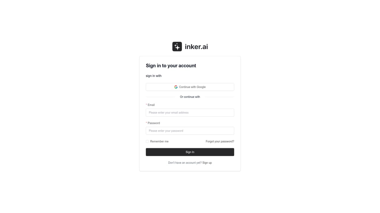 inker.ai — Open the dashboard and pick an input method