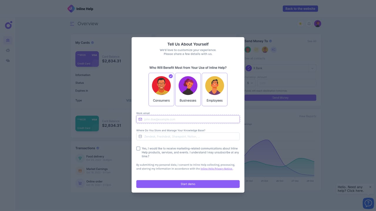 Inline Help — See the product in action first