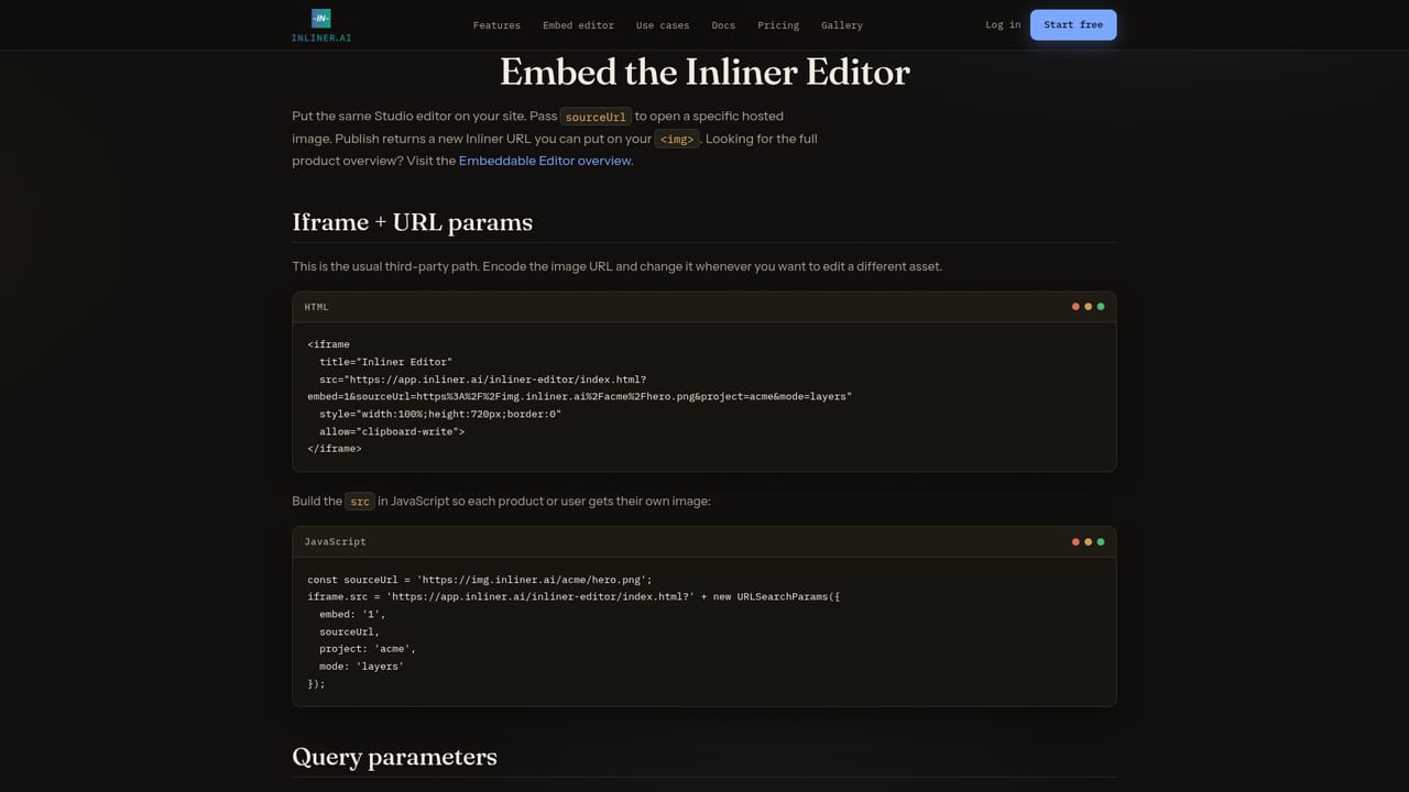 INLINER — Mount the editor in your own product