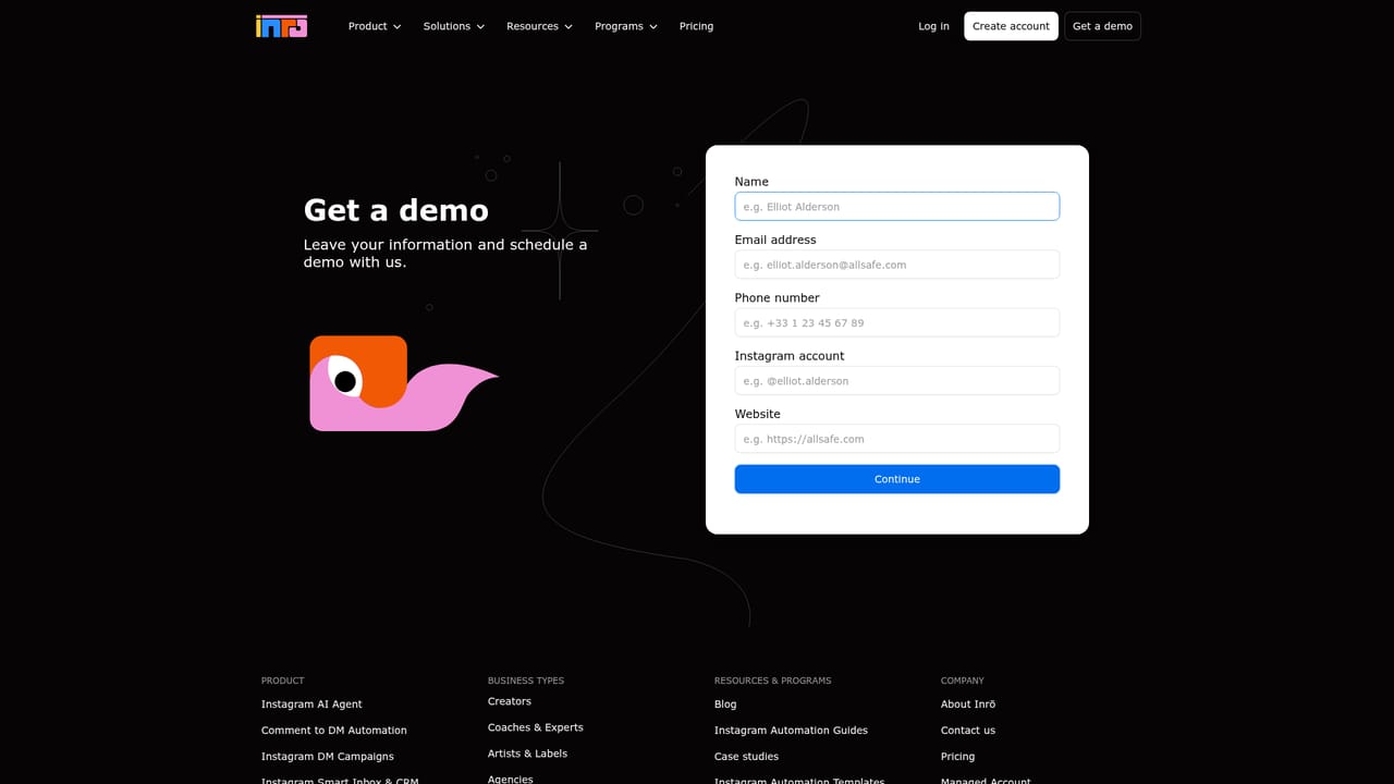Inr Social — Book a walkthrough if the setup stalls