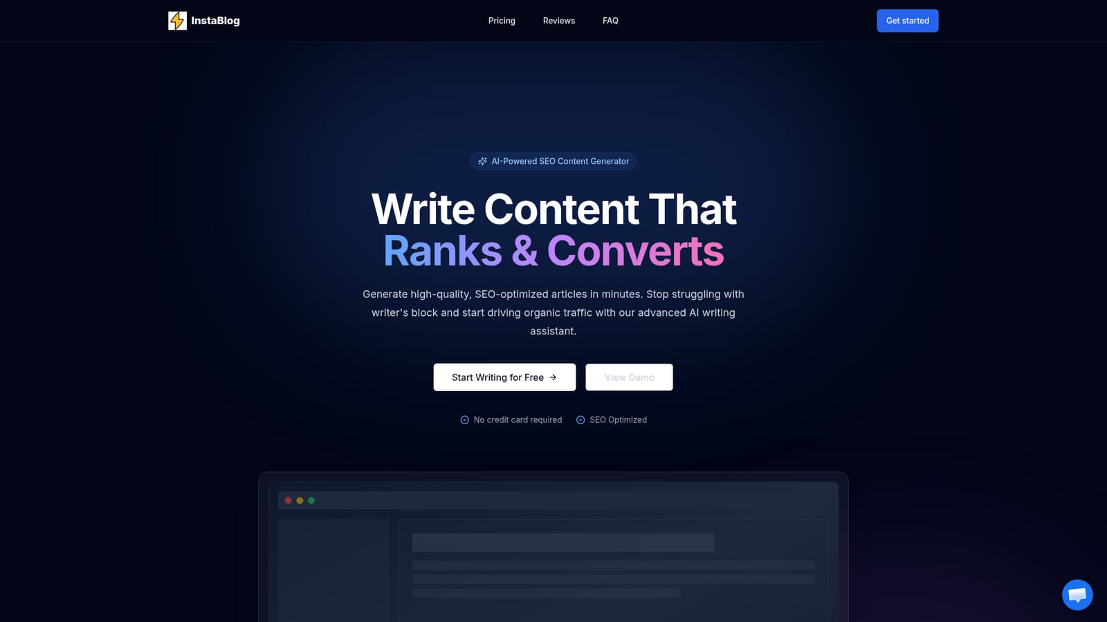 instaBlog — Create your free account