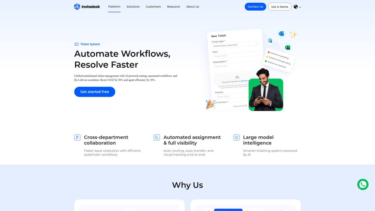 Instadesk — Configure the ticket workflow