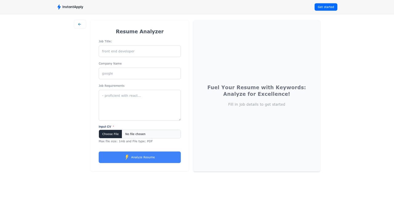Instantapply — Analyze your resume against a job