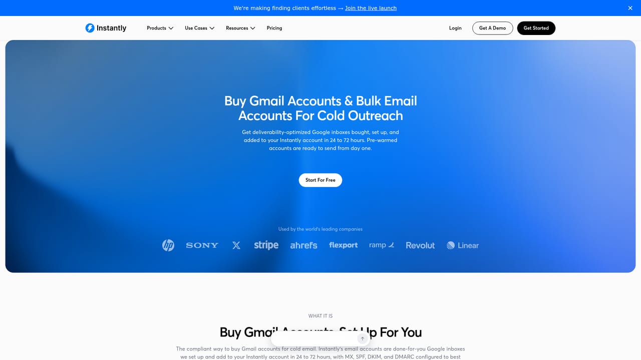 Instantly — Connect sending accounts and start warmup