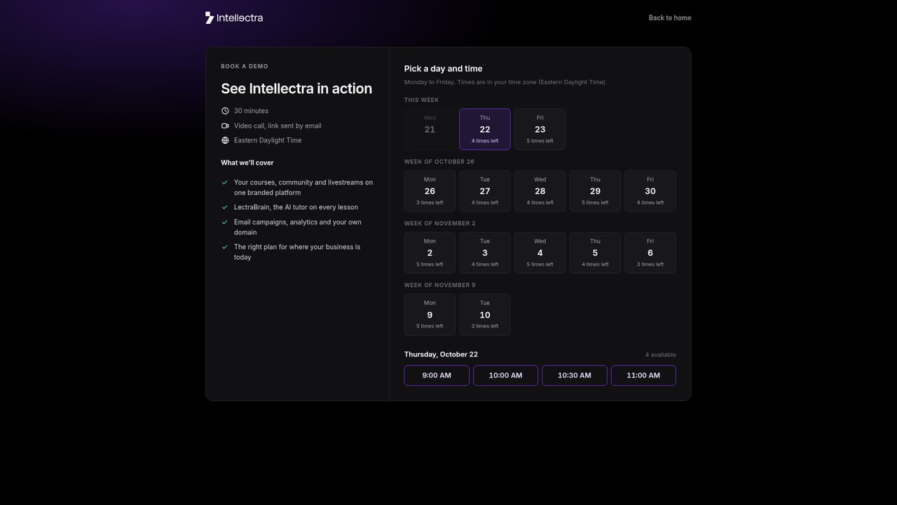 Intellectra — Book a walkthrough of the platform