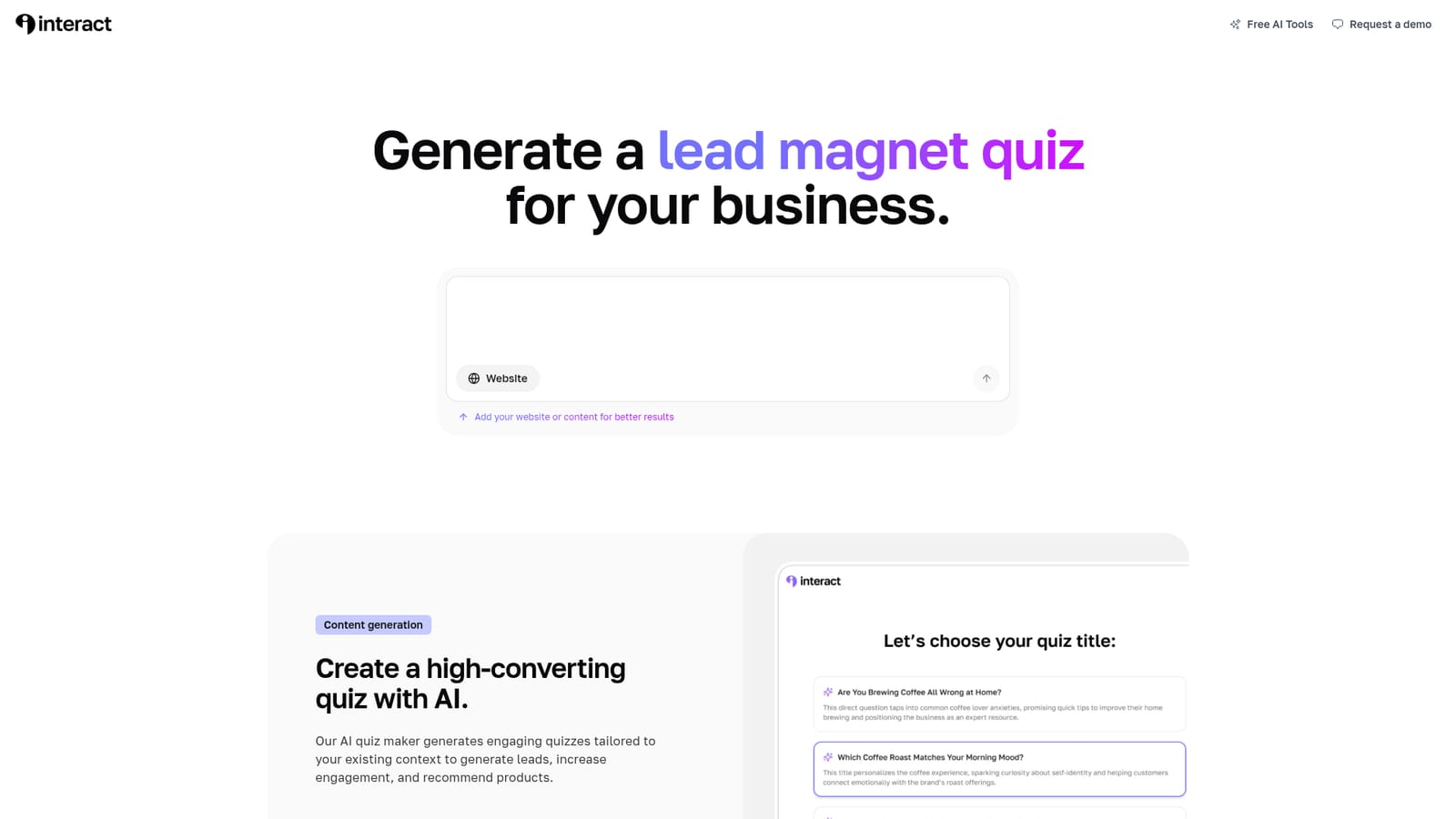 Interact — Open the AI quiz maker