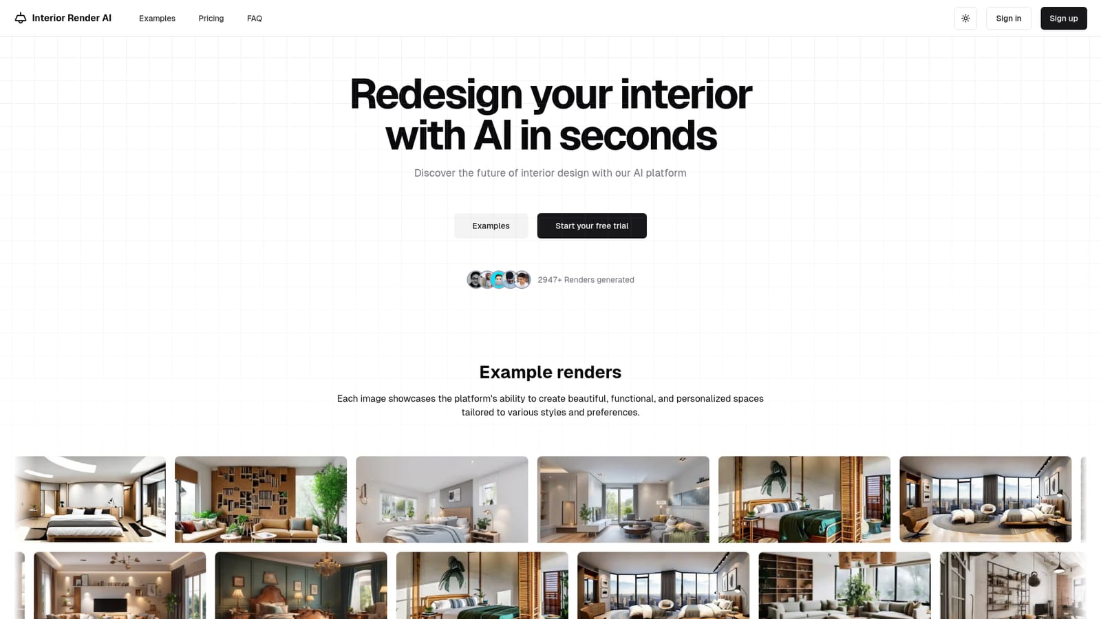 Interior Render AI — Look through the example renders